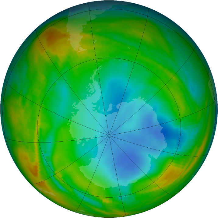 Antarctic ozone map for 08 July 1984